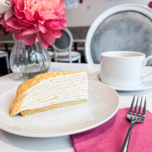 vanilla crepe cake at le macaron fishers